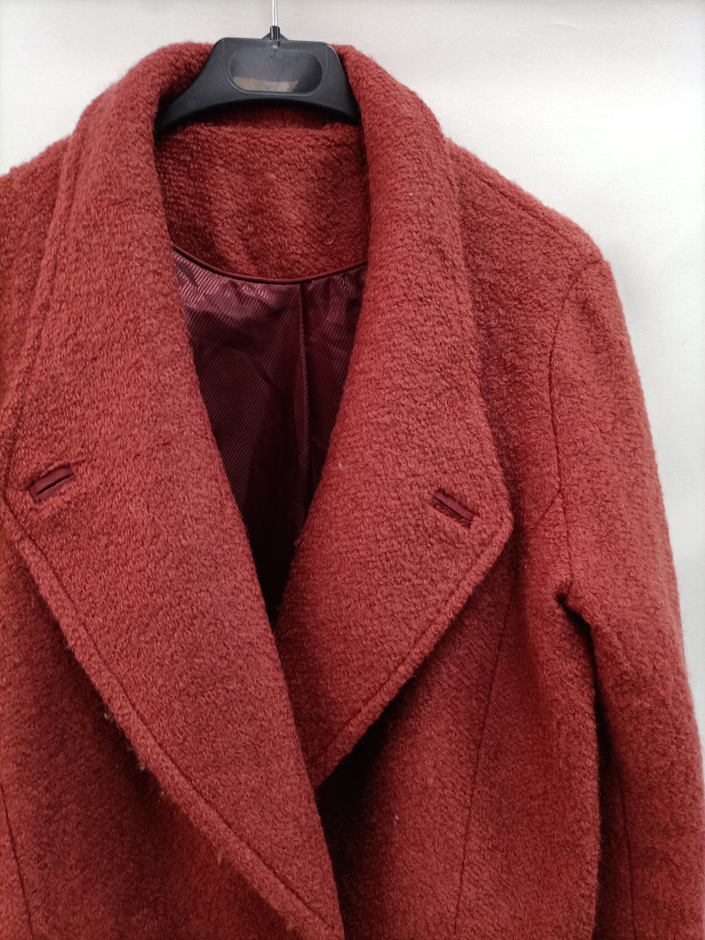 BERSHKA. Abrigo de paño teja T.u(s)