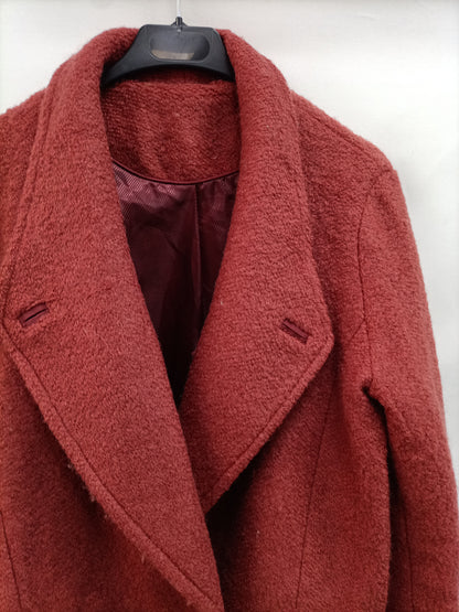 BERSHKA. Abrigo de paño teja T.u(s)