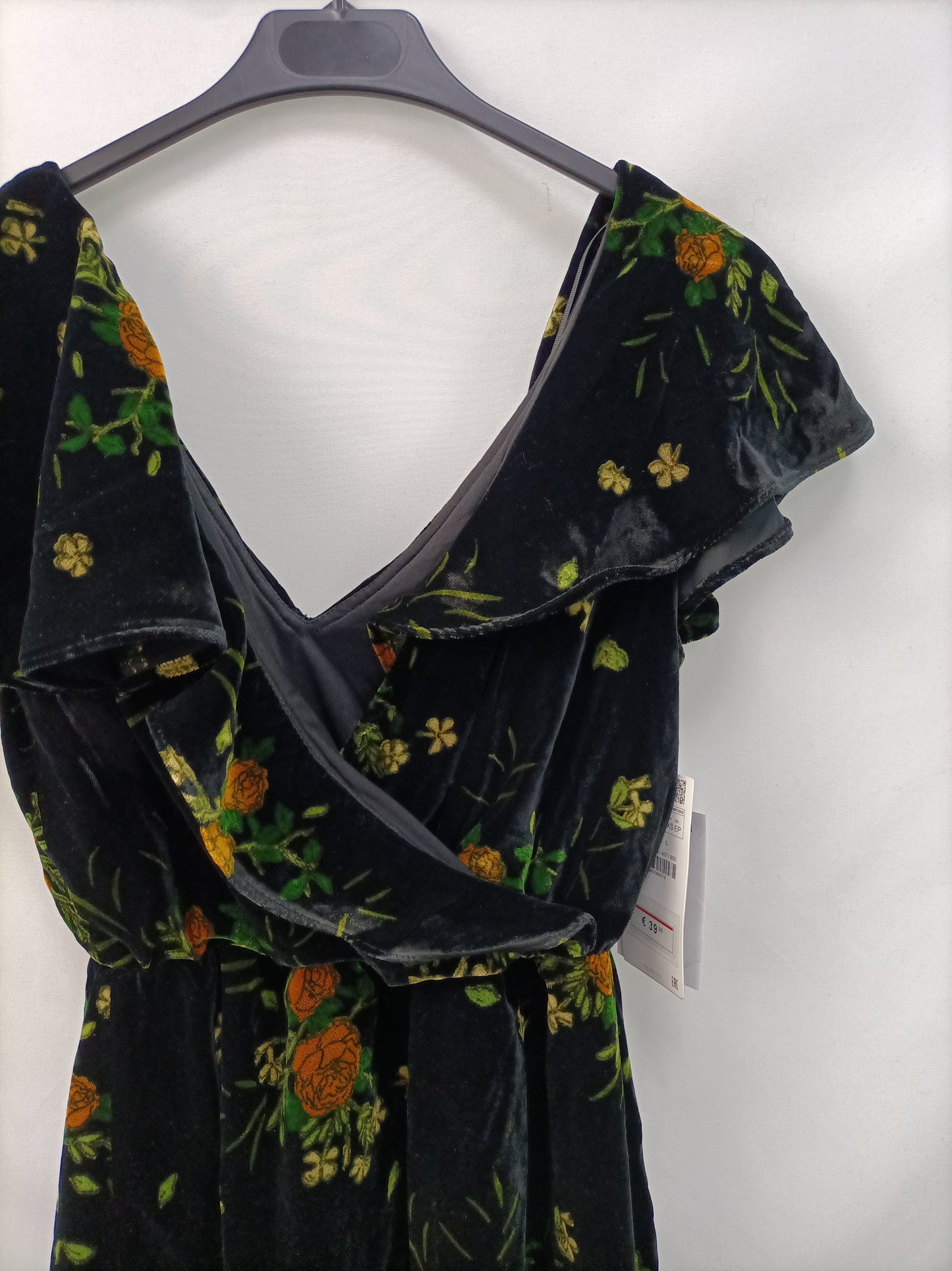 ZARA.Vestido terciopelo flores T.xs