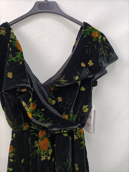ZARA.Vestido terciopelo flores T.xs