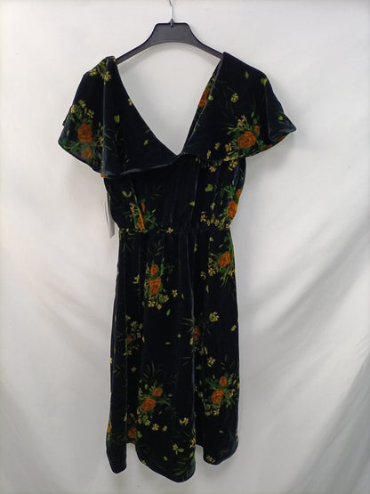 ZARA.Vestido terciopelo flores T.xs