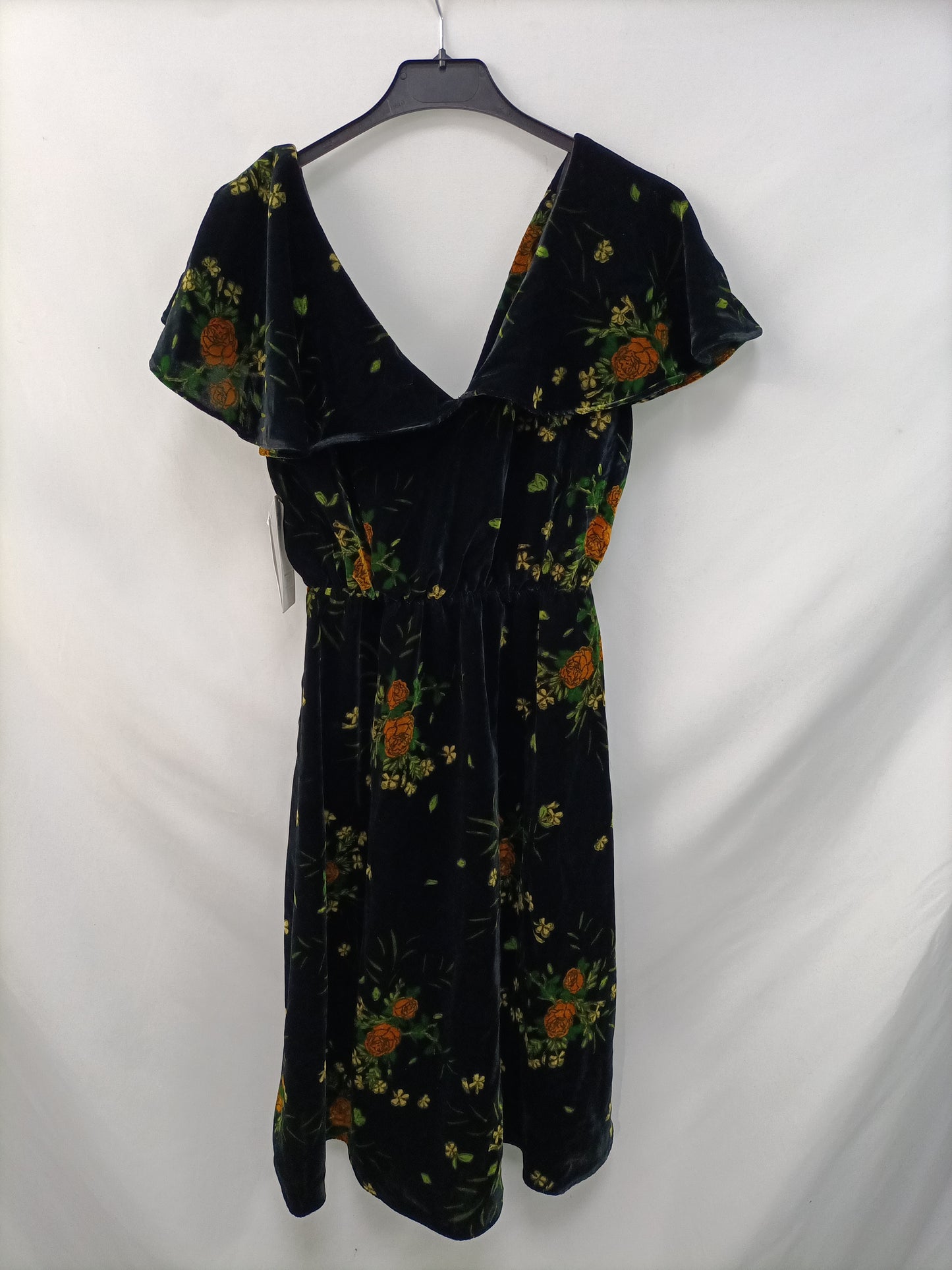 ZARA.Vestido terciopelo flores T.xs
