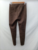 ZARA. Pantalones antelina verdes/marrones T.xs