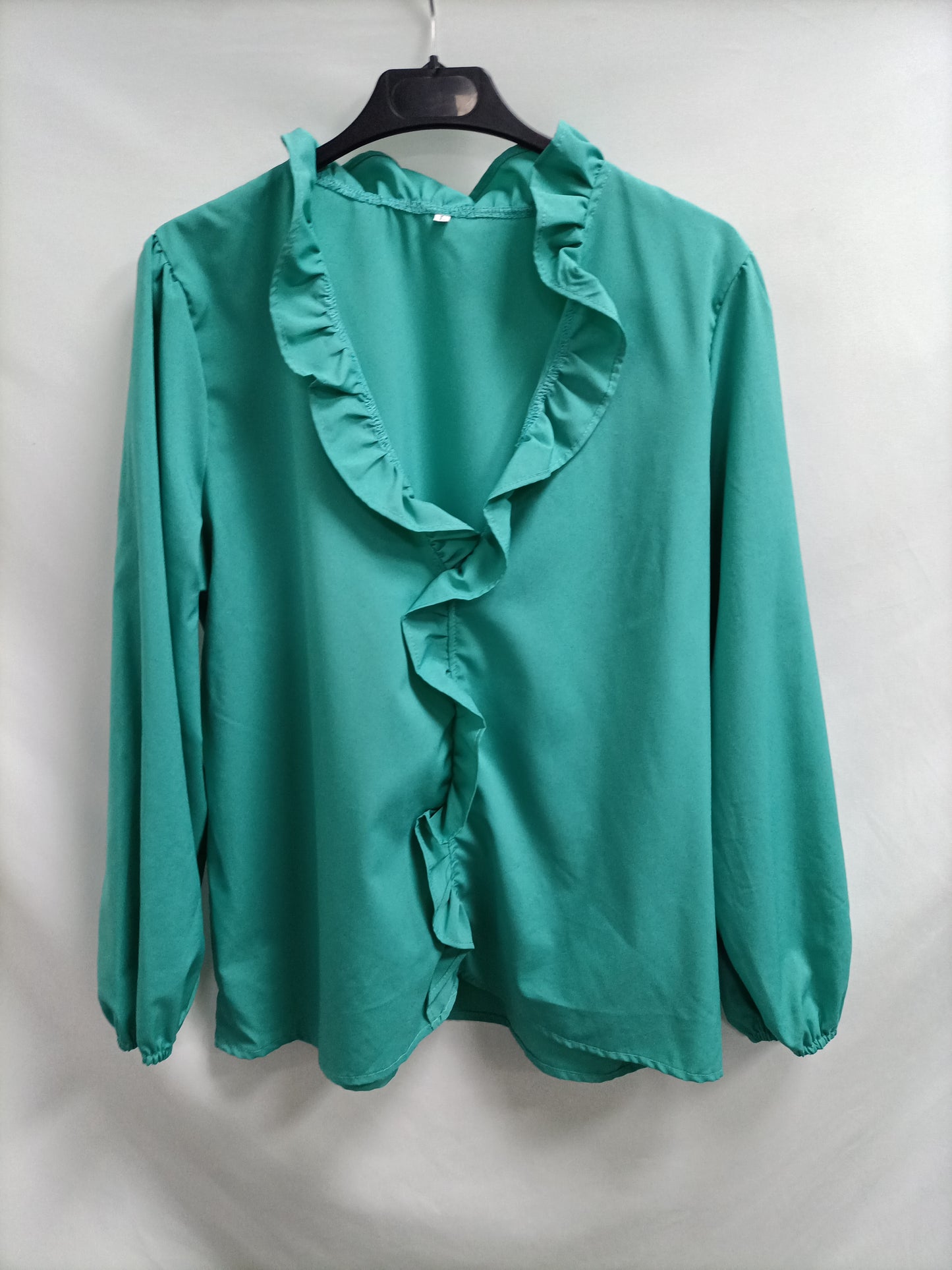 OTHERS. Aqua green blouse with ruffle Tl