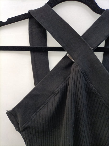 ZARA.Top negro halter punto T.L