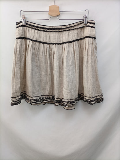 MANGO.Beige linen skirt S.42