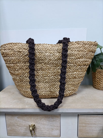 MALUCA. Capazo rafia marrón