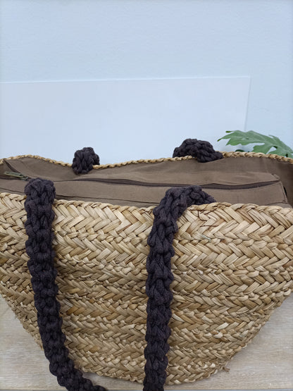 MALUCA. Capazo rafia marrón