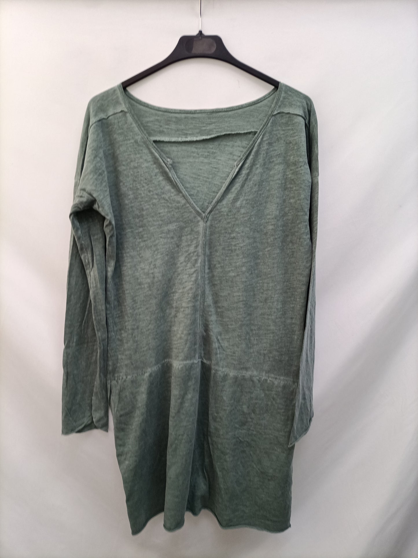 OTRAS. Vestido verde jaspeado T.u(m)