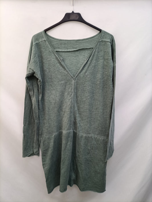 OTRAS. Vestido verde jaspeado T.u(m)