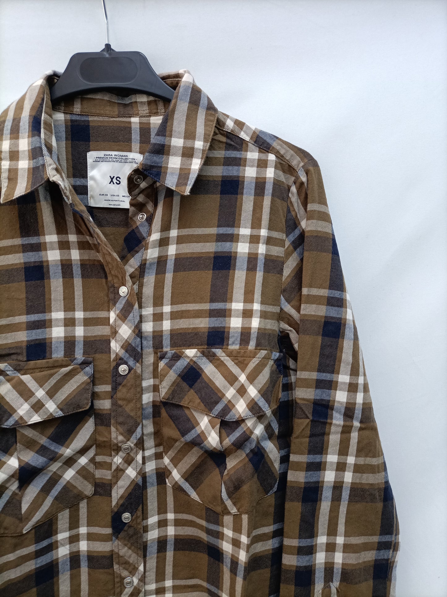 ZARA. Camisa cuadros T.xs