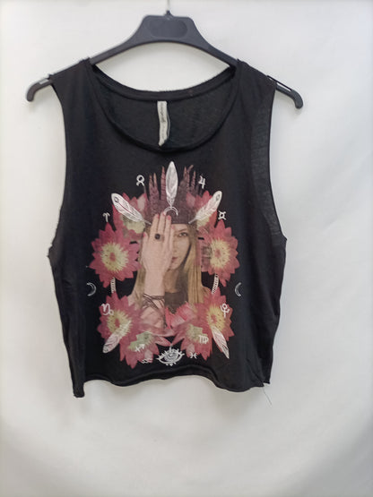 STRADIVARIUS. Camiseta negra T.s