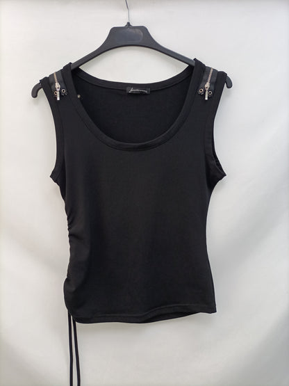 STRADIVARIUS. Top negro cremallera T.u(s)