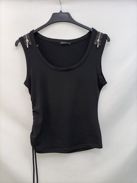 STRADIVARIUS. Top negro cremallera T.u(s)