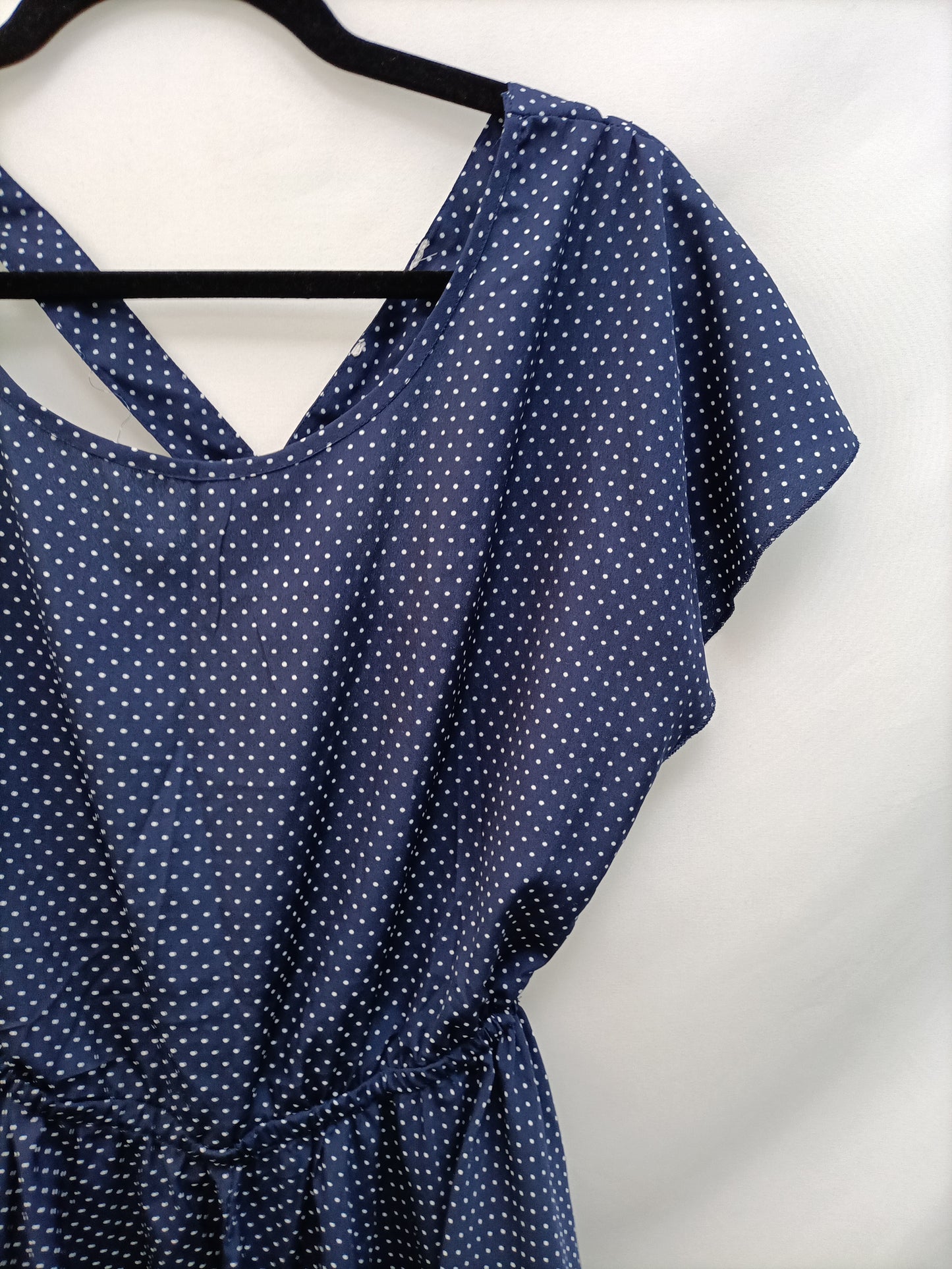 OTHERS. Blue polka dot dress Tu(m/l)