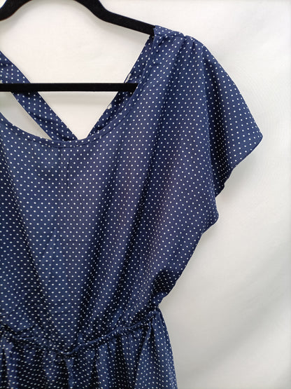 OTHERS. Blue polka dot dress Tu(m/l)