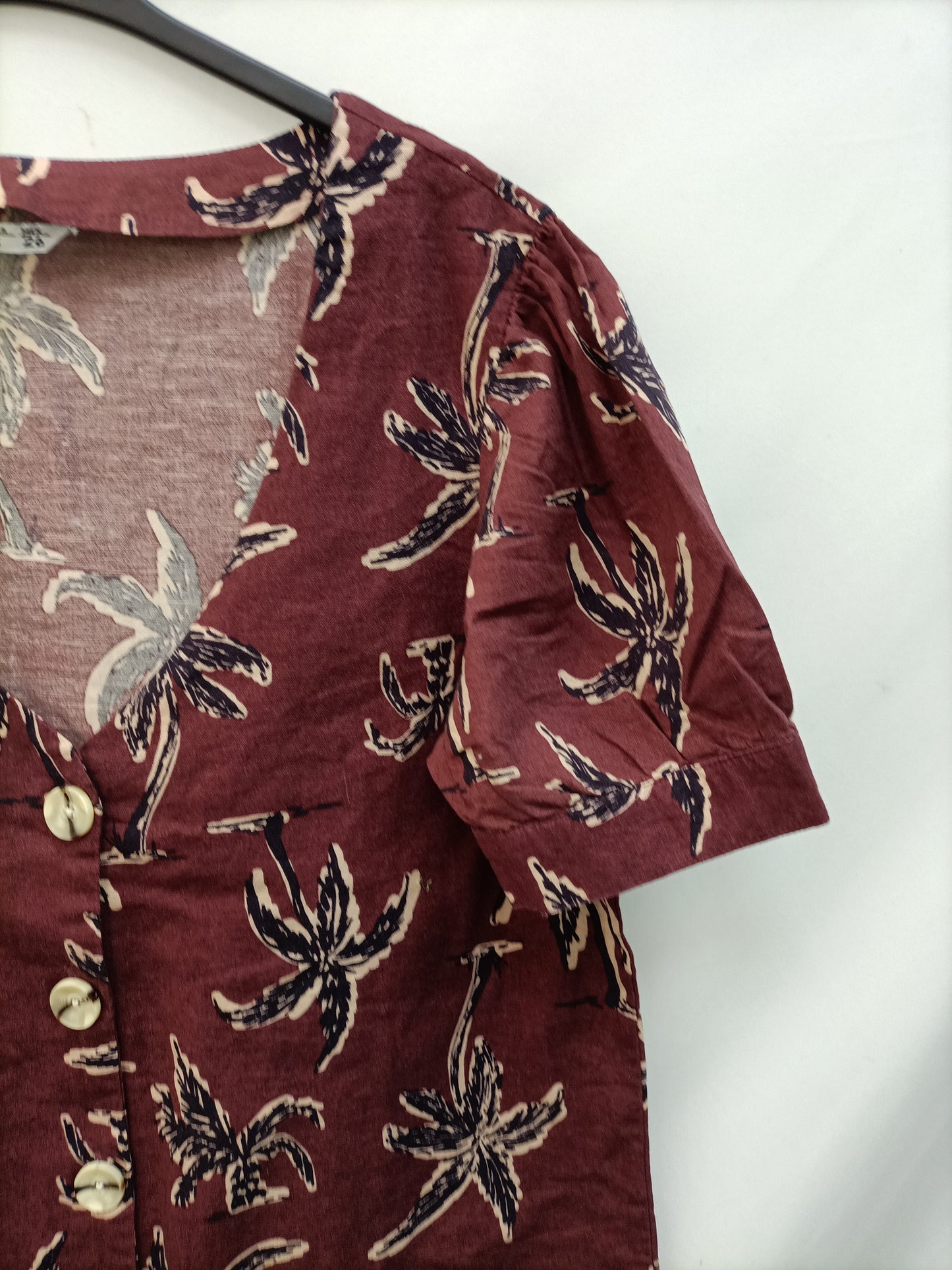 LEFTIES. Blusa burdeos palmeras T.s