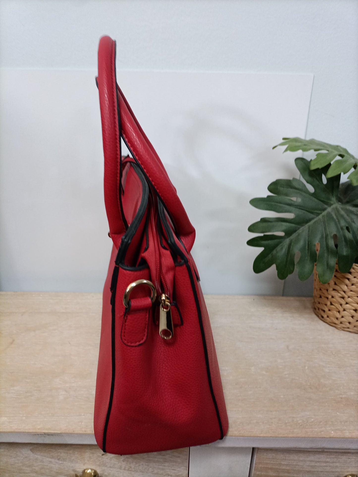 OTHERS. Red leather effect bag