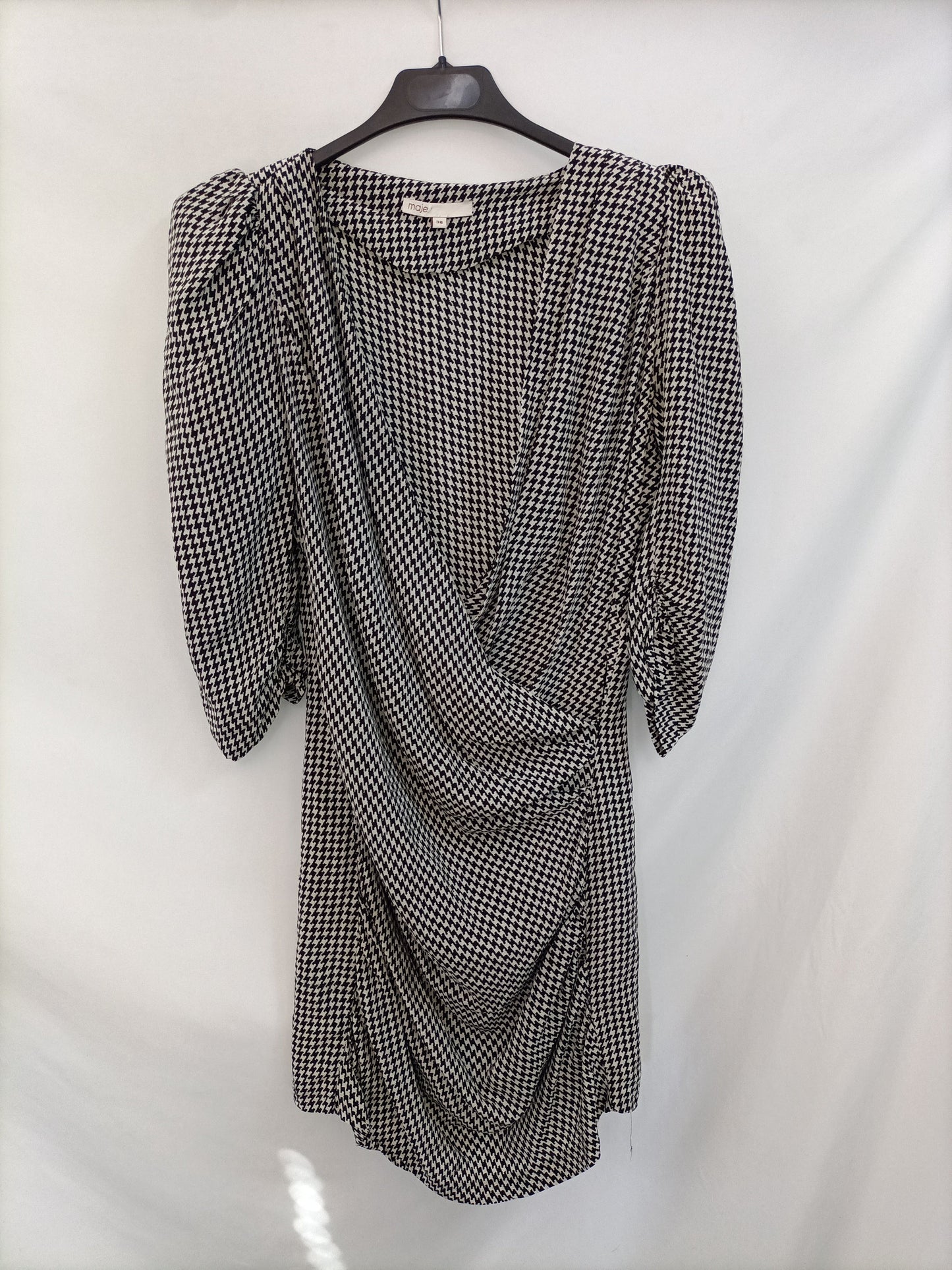 MAJE. Black and white houndstooth dress, size 38