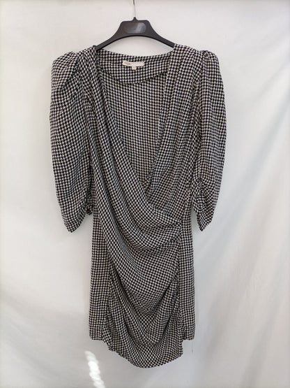 MAJE. Black and white houndstooth dress, size 38