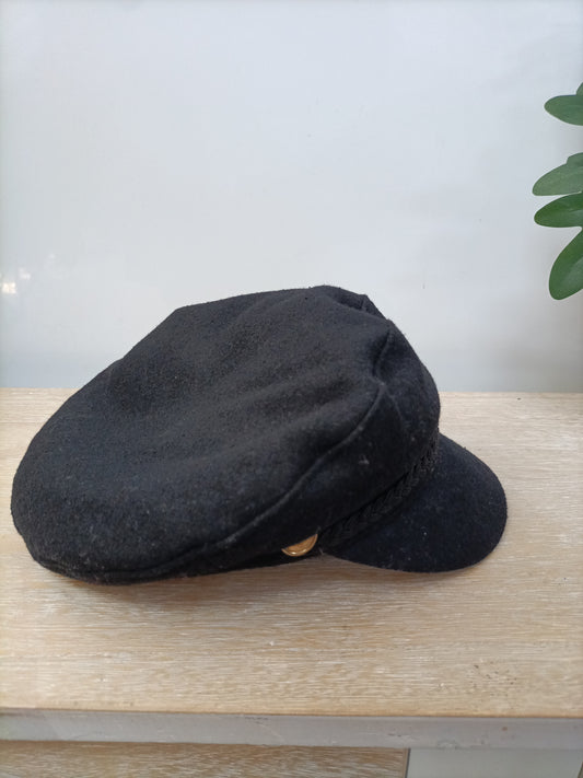 ZARA. Gorra negra paño T.s