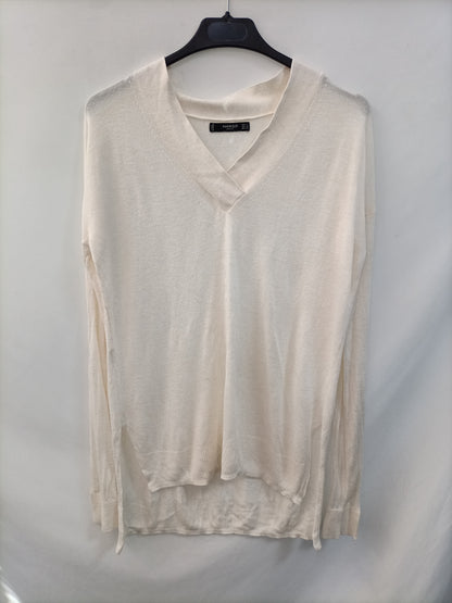 MANGO. Jersey beige fino T.s