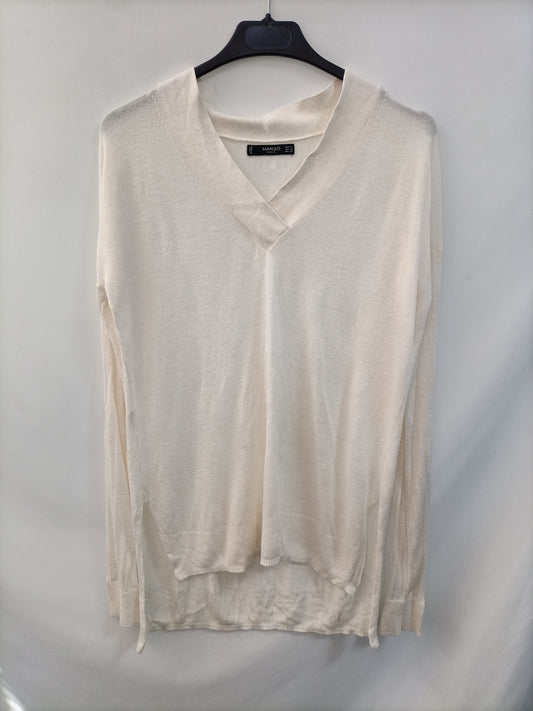MANGO. Jersey beige fino T.s