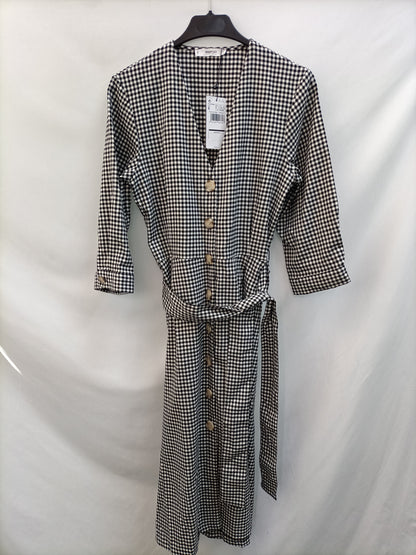 MANGO. Vestido midi cuadros T.s