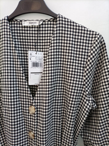 MANGO. Vestido midi cuadros T.s