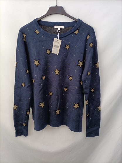 EASY WEAR. Blue star-print Ts sweater