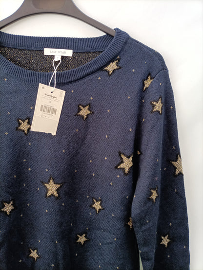 EASY WEAR. Blue star-print Ts sweater
