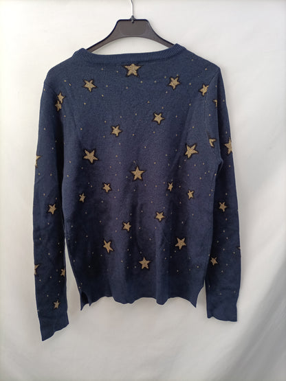 EASY WEAR. Blue star-print Ts sweater
