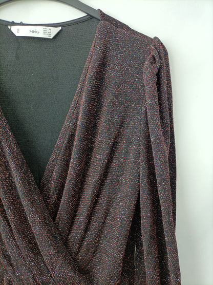 MarketMANGO. Vestido negro purpurina T.xs