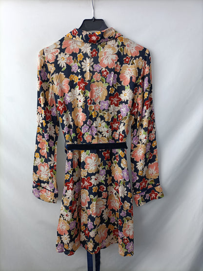 ZARA. Vestido azul flores T.xs