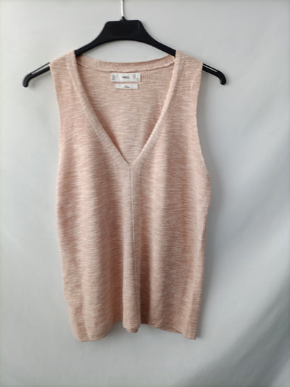 MANGO. Top jaspeado rosa T.m