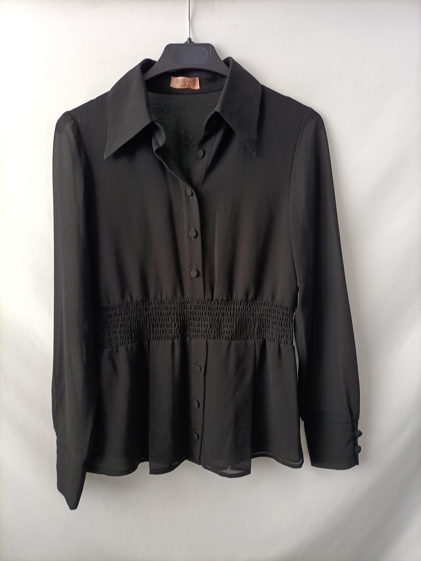 BIMANI. Blusa negra fluida T.xs