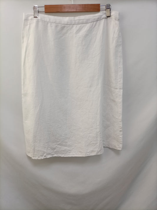 NATURA.Falda midi lino blanca T.L
