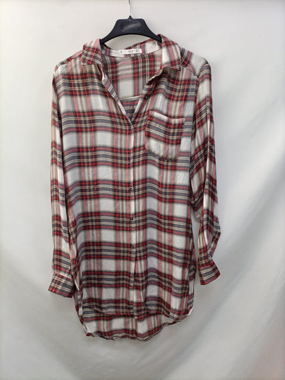 MANGO.Vestido camisero cuadros T.s