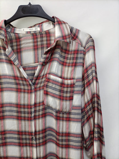 MANGO.Vestido camisero cuadros T.s