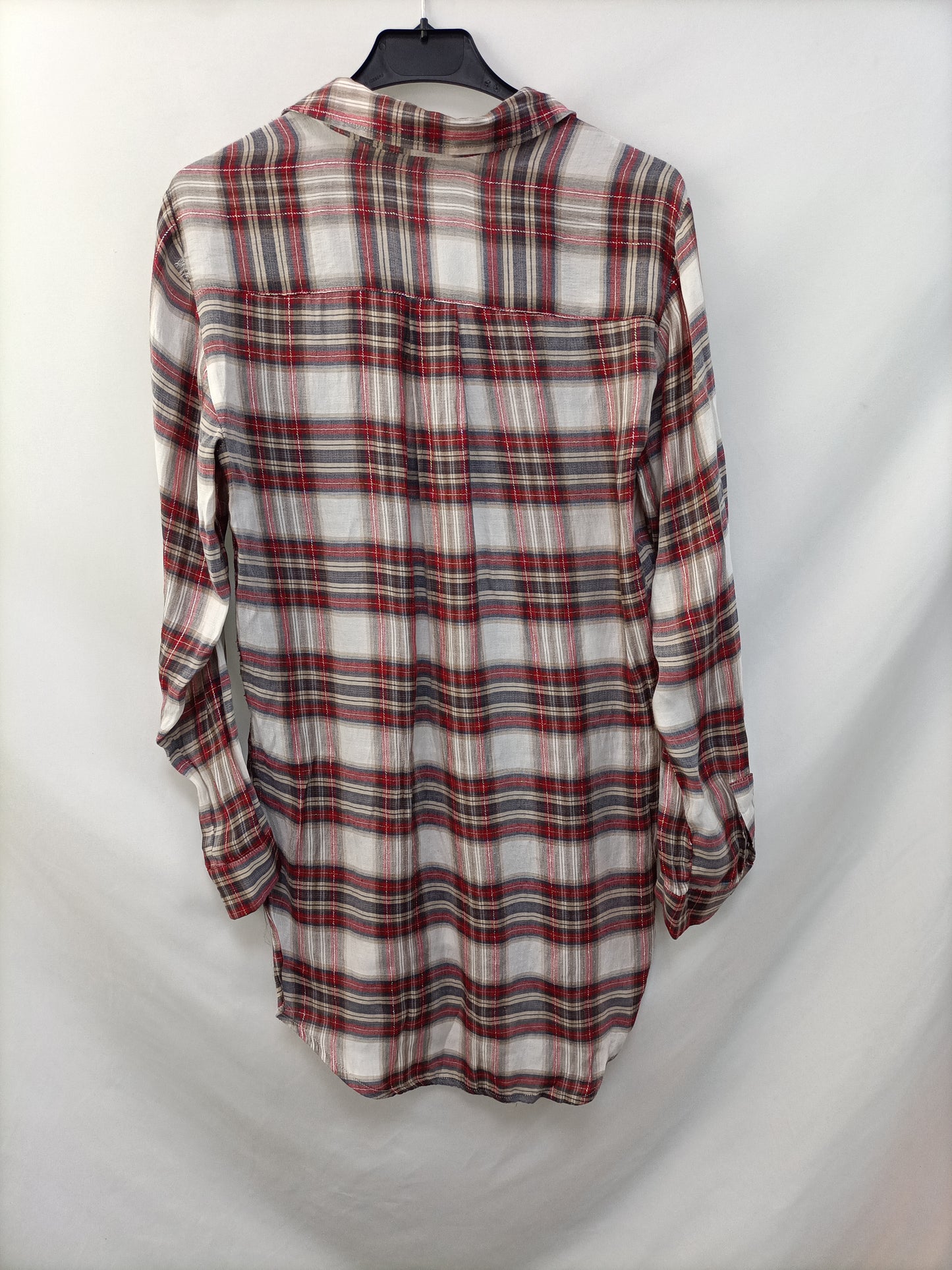 MANGO.Vestido camisero cuadros T.s