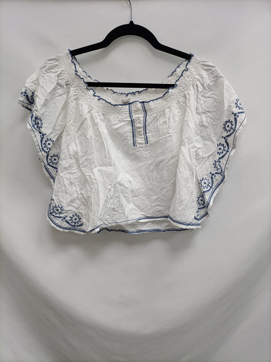 ECOTE. Top blanco bordados T.s