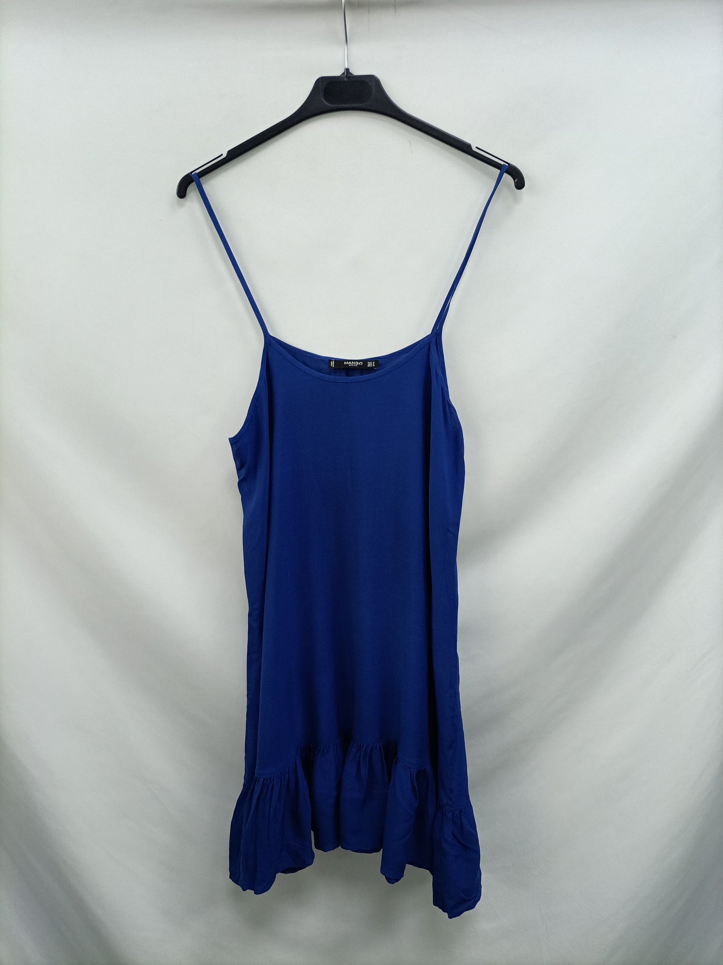MANGO. Blue strapless dress TM