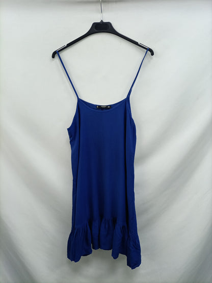 MANGO. Blue strapless dress TM