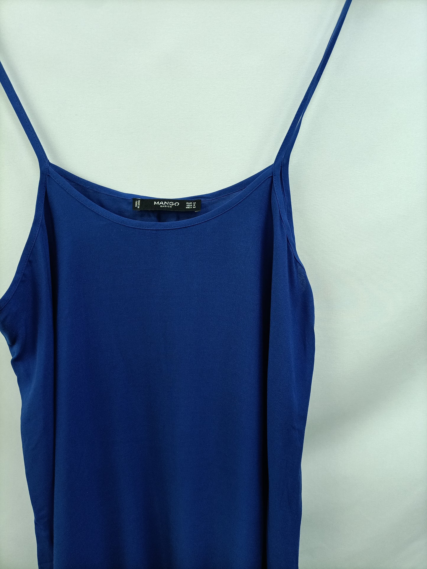 MANGO. Blue strapless dress TM