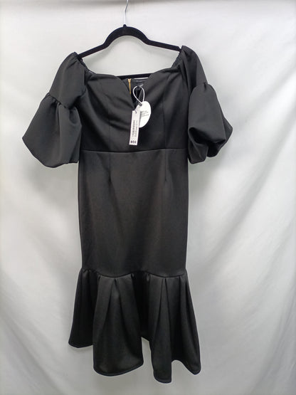 BOOHOO. Black dress with ruffles, size 40