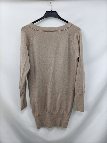 ZARA. Rebeca beige larga T.l