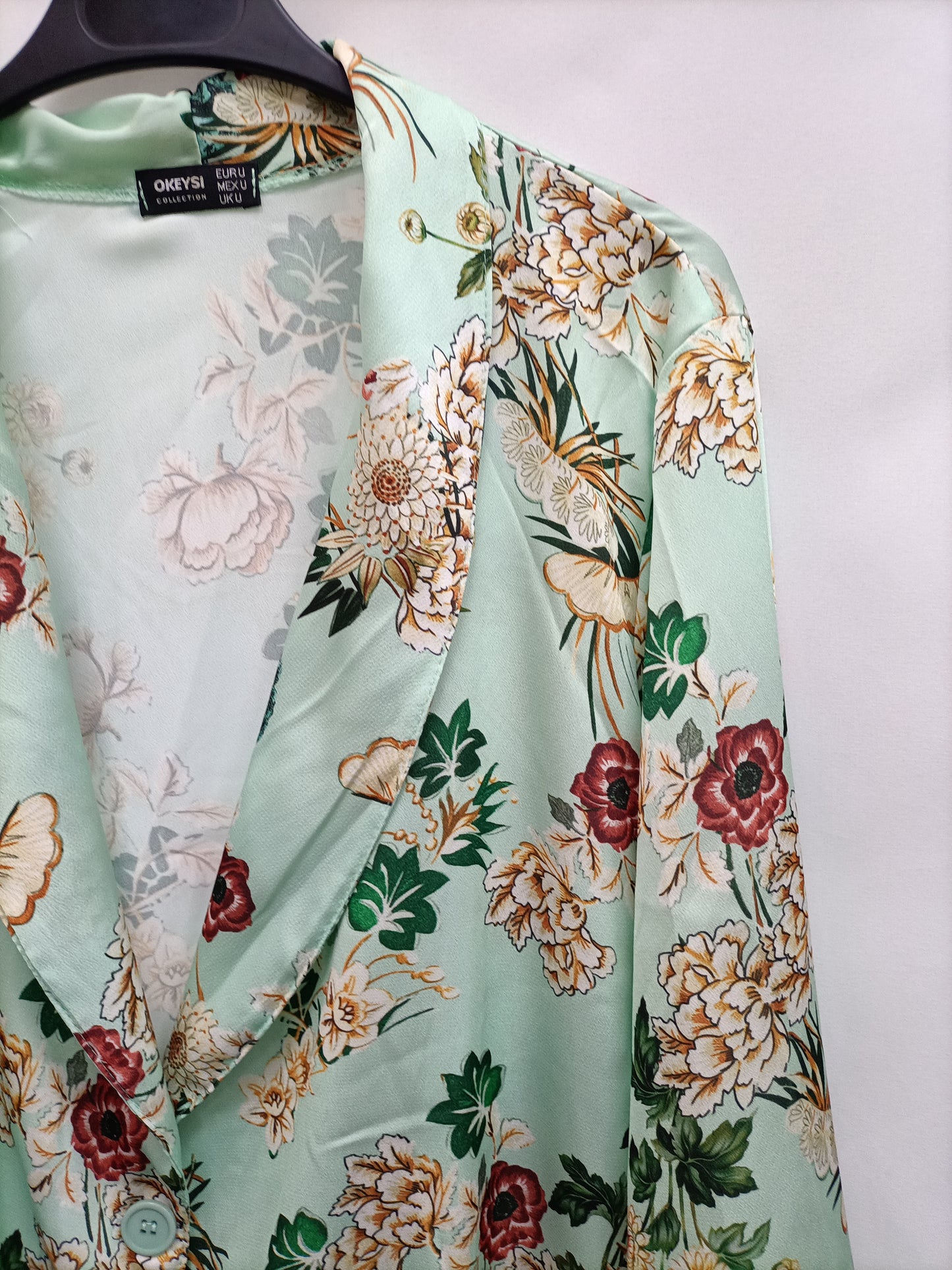 OKEYSI. Kimono Verde flores T.u(s/m)