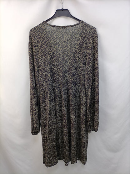 PULL&BEAR. Vestido negro flores T.m