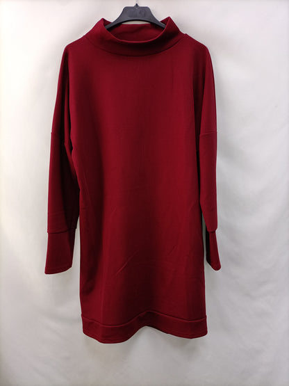 OTRAS. Vestido burdeos canalé T.xl