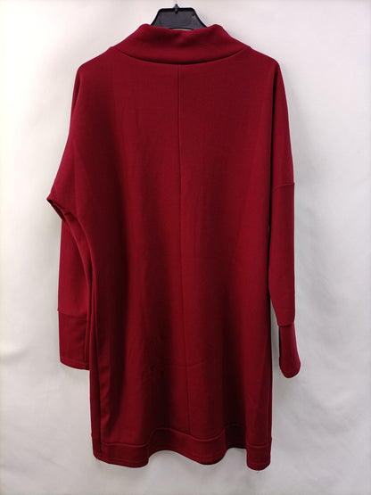 OTRAS. Vestido burdeos canalé T.xl